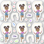 African American Girl Jump Rope Rope Sticker (Voorkant)