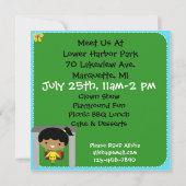 African American Girl Party of the Park Invite Kaart (Achterkant)