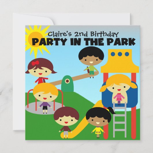 African American Girl Party of the Park Invite Kaart (Voorkant)