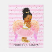 African American Girl Pink Ballerina Angel Custom Fleece Deken (Voorkant)