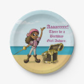 African American Girl Pirate Birthday Papieren Bordje (Voorkant)