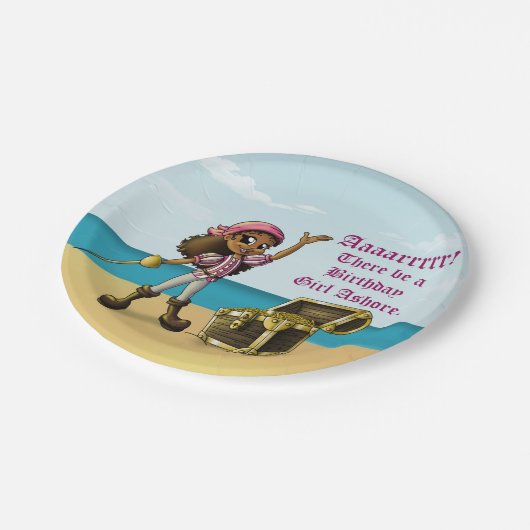 African American Girl Pirate Birthday Papieren Bordje (Gekanteld)