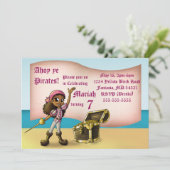 African American Girl Pirate Birthday Party Kaart (Staand voorkant)