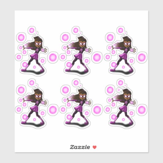 African American Girl Superheld Sticker (Vel)