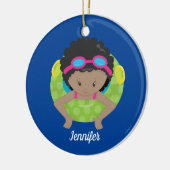 African American Girl Swim Team Monogram Blue Keramisch Ornament (Links)