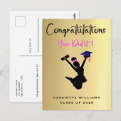 African American Girls Gold Afstuderen Card Briefkaart (Voorkant / Achterkant)