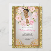 African American Gold 1e verjaardag uitnodigingen (Voorkant)