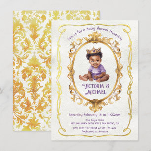 African American Gold Prince Baby shower Kaart