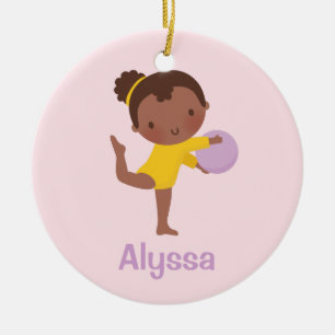 African American Gymnast Girl Gymnastics Ornament