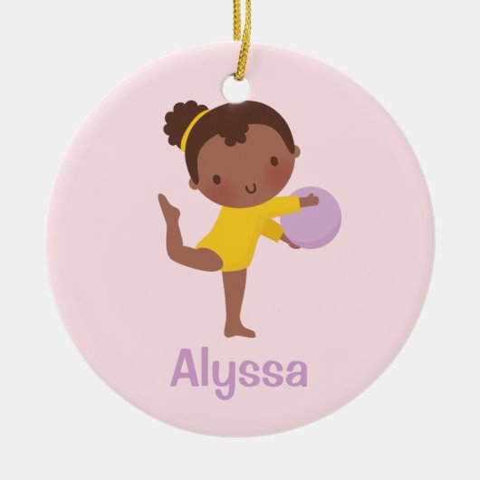 African American Gymnast Girl Gymnastics Ornament (Voorkant)