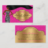 African American Hair Stylist Pink Gold Zebra Visitekaartje (Voorkant / Achterkant)