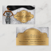 African American Hair Stylist Silver Gold Zebra Visitekaartje (Voorkant / Achterkant)