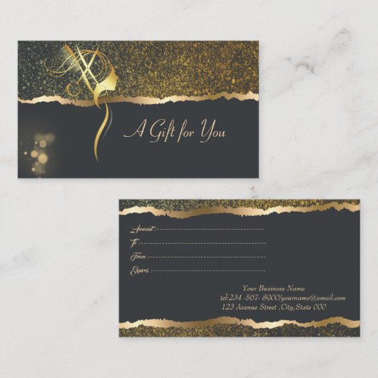 African American Hairdresser Confetti Border Black Kortingskaartje (Voorkant / Achterkant)