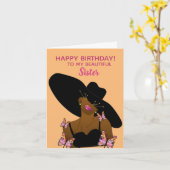 African American Happy Birthday Zuster Kaart (Gele Bloem)