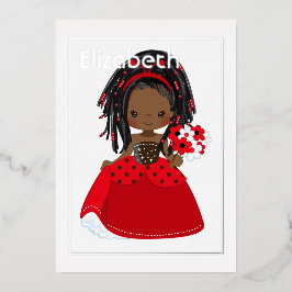 African American Ladybug Birthday Folie Uitnodiging