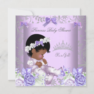 African American Lavender Gray Baby shower Girl Kaart