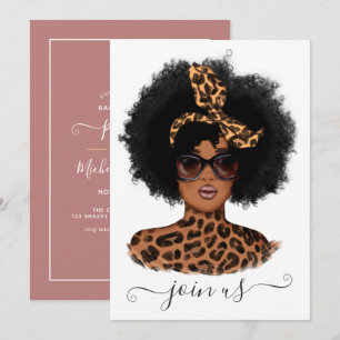 African American Leopard Girl Bachelorette Party Kaart