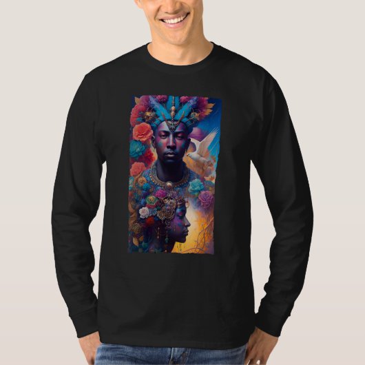 African American Man and Woman Mystical Fantasy AI T-shirt (Voorkant)