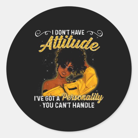 African American Melanin Queen Black Girl Magic Af Ronde Sticker (Voorkant)