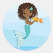 African American Mermaid Round Sticker (Voorkant)