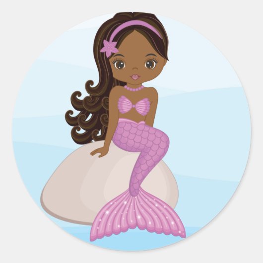 African American Mermaid Round Sticker (Voorkant)