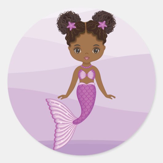 African American Mermaid Round Sticker (Voorkant)