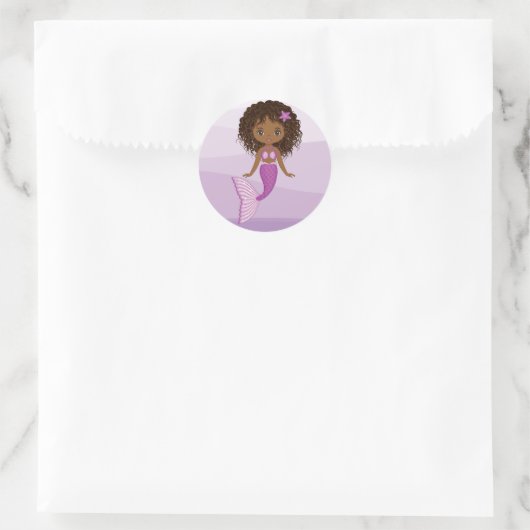 African American Mermaid Round Sticker (Tas)
