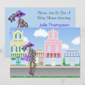 African American Mom Baby shower Invitation Kaart (Voorkant / Achterkant)