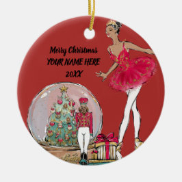 African American Nutkraker Ballet Dancer Keramisch Ornament