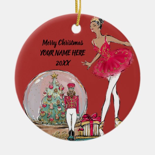 African American Nutkraker Ballet Dancer Keramisch Ornament (Voorkant)