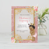 African American Pink 1e verjaardag uitnodigingen (Staand voorkant)