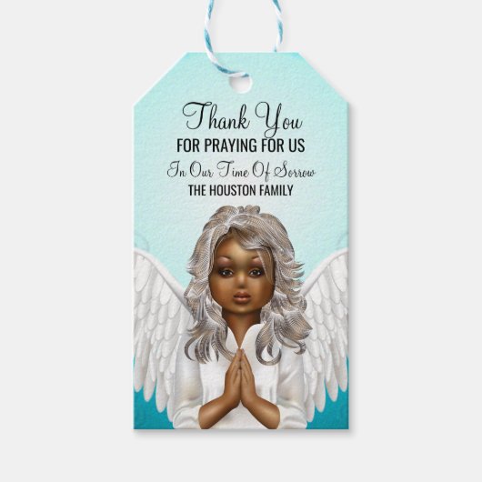 African American Praying Angel Cadeaulabel (Voorkant)