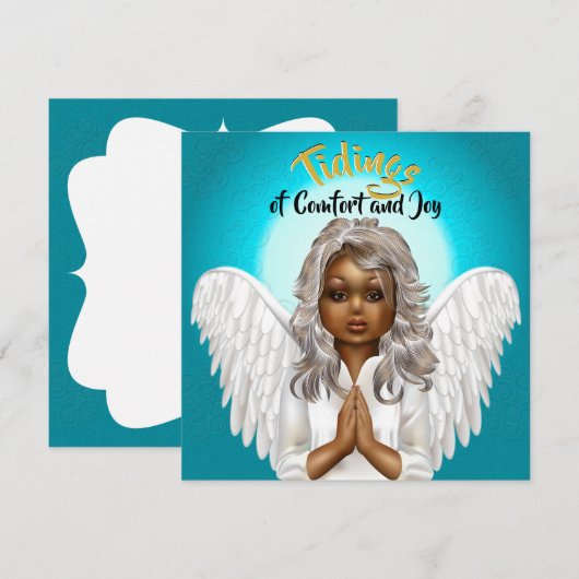 African American Praying Angel Feestdagenkaart (Voorkant / Achterkant)