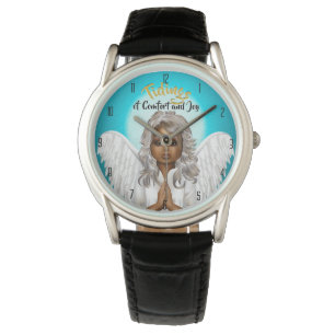 African American Praying Angel Horloge