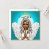 African American Praying Angel Kaart (Voorkant / Achterkant in situ)