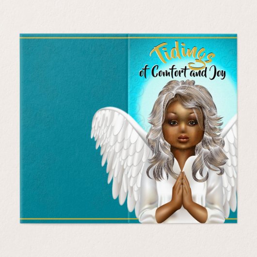 African American Praying Angel Kaart (Buitenkant ongevouwen)