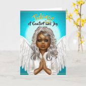 African American Praying Angel Kaart (Gele Bloem)