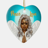 African American Praying Angel Keramisch Ornament (Rechts)