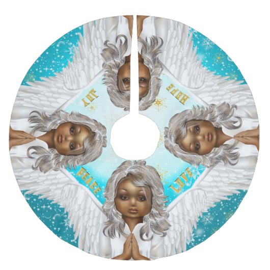 African American Praying Angel Kerstboom Rok (Voorkant)