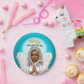 African American Praying Angel Papieren Bordje (Feest)