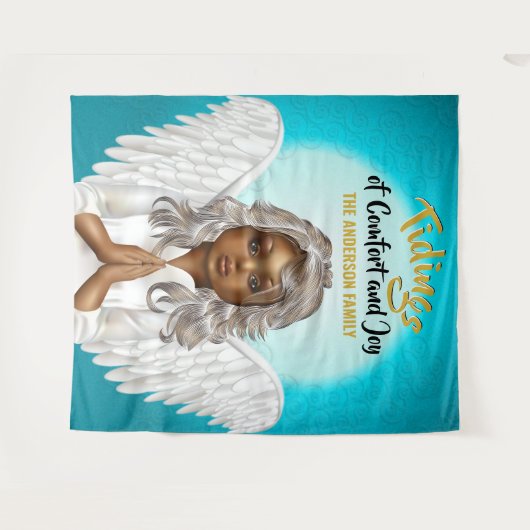 African American Praying Angel Wandkleed (Voorkant (horizontaal))