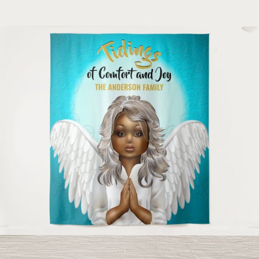 African American Praying Angel Wandkleed (Voorkant)
