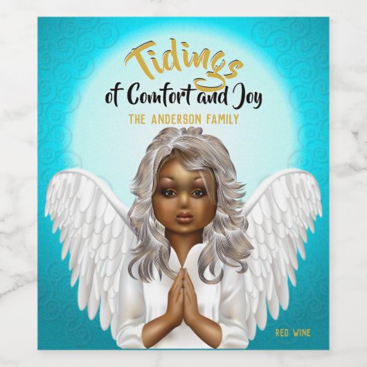 African American Praying Angel Wijn Etiket (Enkel label)