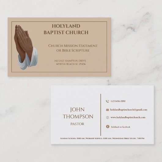 African American Praying Hands Church Visitekaartje (Voorkant / Achterkant)