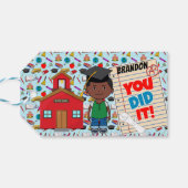 African American Preschool Afstuderen Label |JONGE Cadeaulabel (Achterkant Horizontaal)