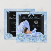 African American Prince Baby shower Boy Floral Kaart (Voorkant / Achterkant)