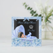 African American Prince Baby shower Boy Floral Kaart (Staand voorkant)