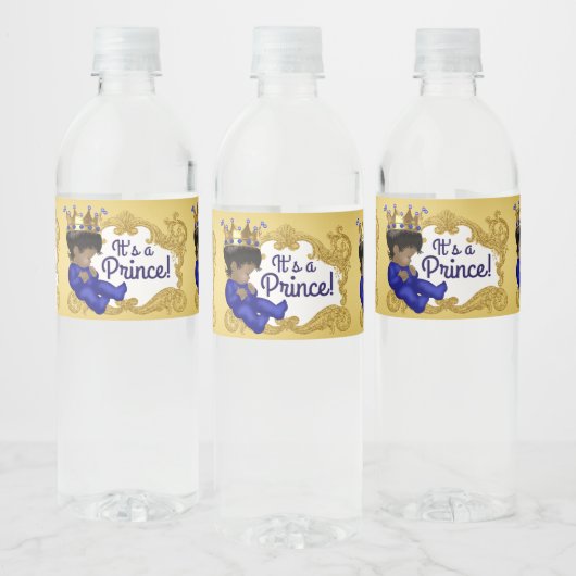 African American Prince Baby Waterflesetiketten Waterfles Etiket (Flessen)