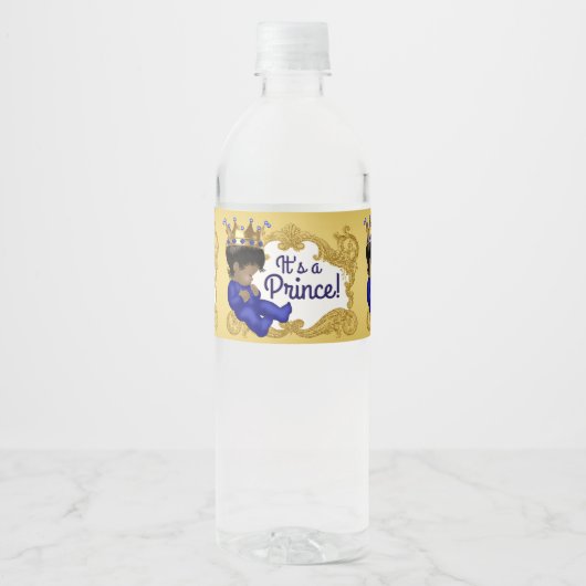 African American Prince Baby Waterflesetiketten Waterfles Etiket (Voorkant)