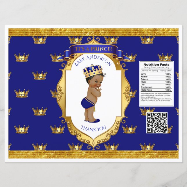 African American Prince Royal Blue Gold Chip Bag (Voorkant)